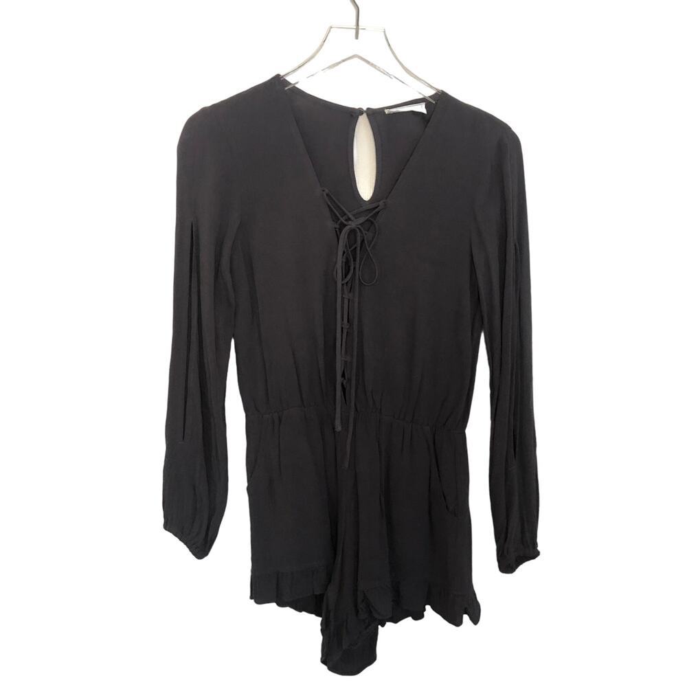 Sage The Label Long Sleeve Charcoal Gray Split Sleeve Romper - Size XS